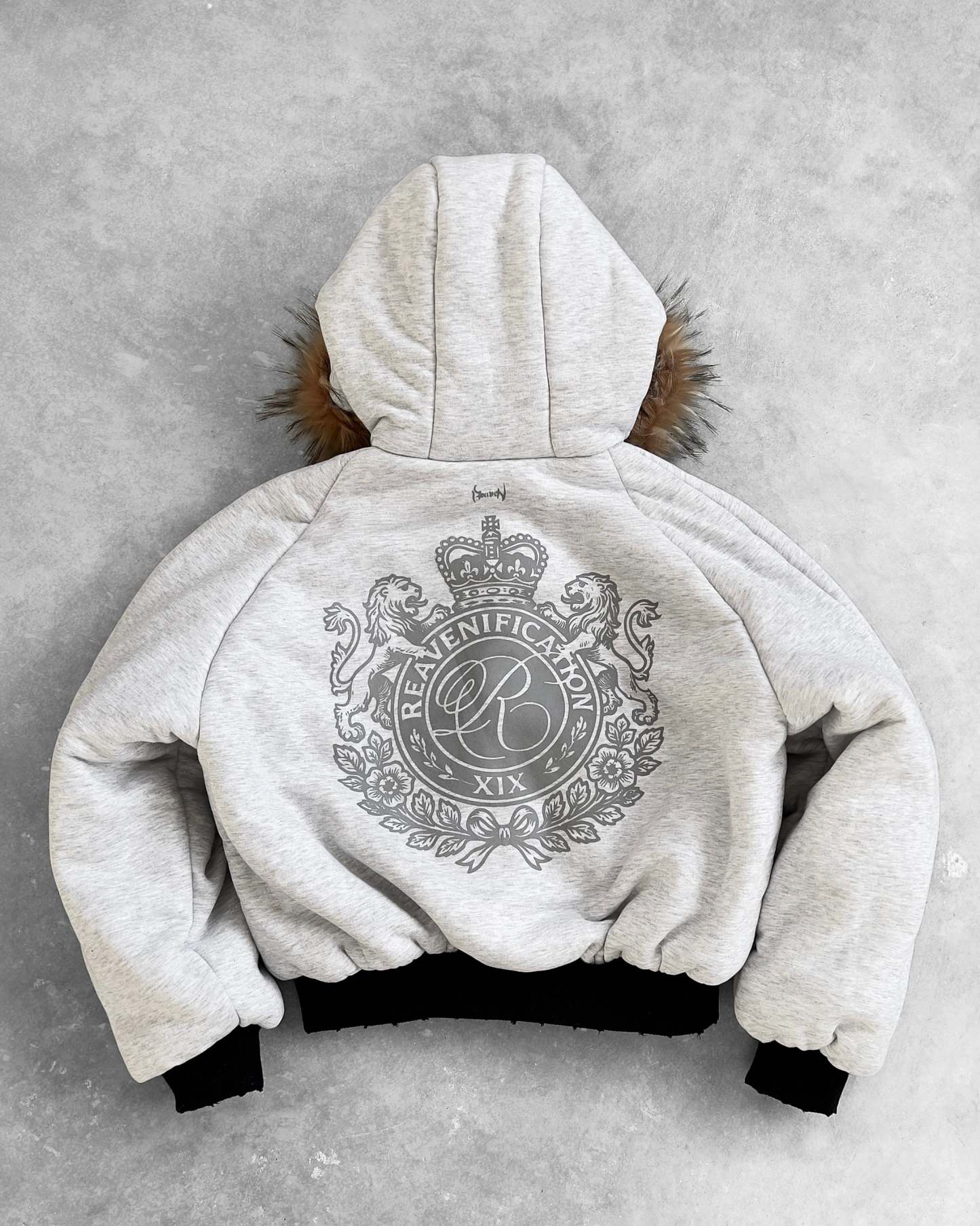 REAVEN BLACK FUR BOMBER JACKET