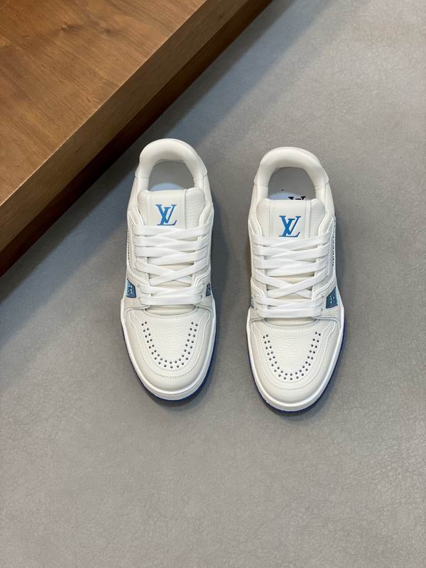 Trainer Low Top Sneaker in White and Bright Blue with White Sole