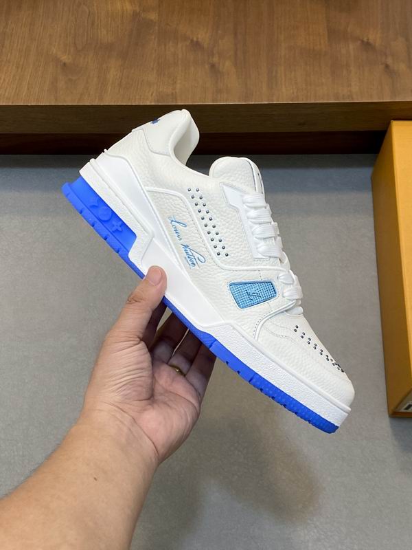 Trainer Low Top Sneaker in White and Bright Blue with White Sole