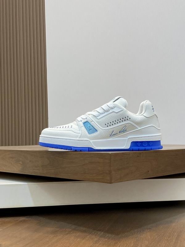 Trainer Low Top Sneaker in White and Bright Blue with White Sole