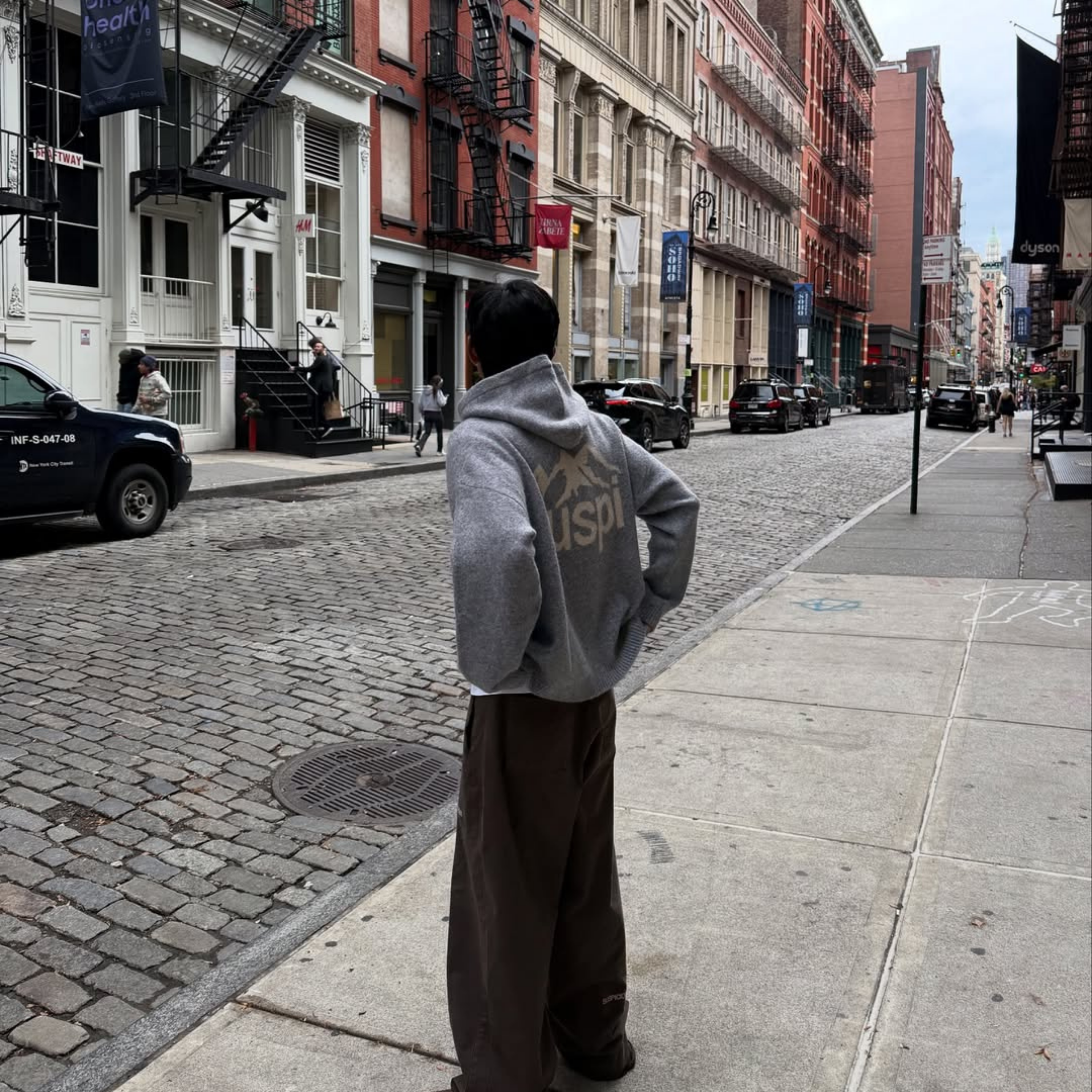 Winter1 / Landscape Knitted Hoodie - Heather Grey