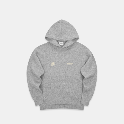 Winter1 / Landscape Knitted Hoodie - Heather Grey