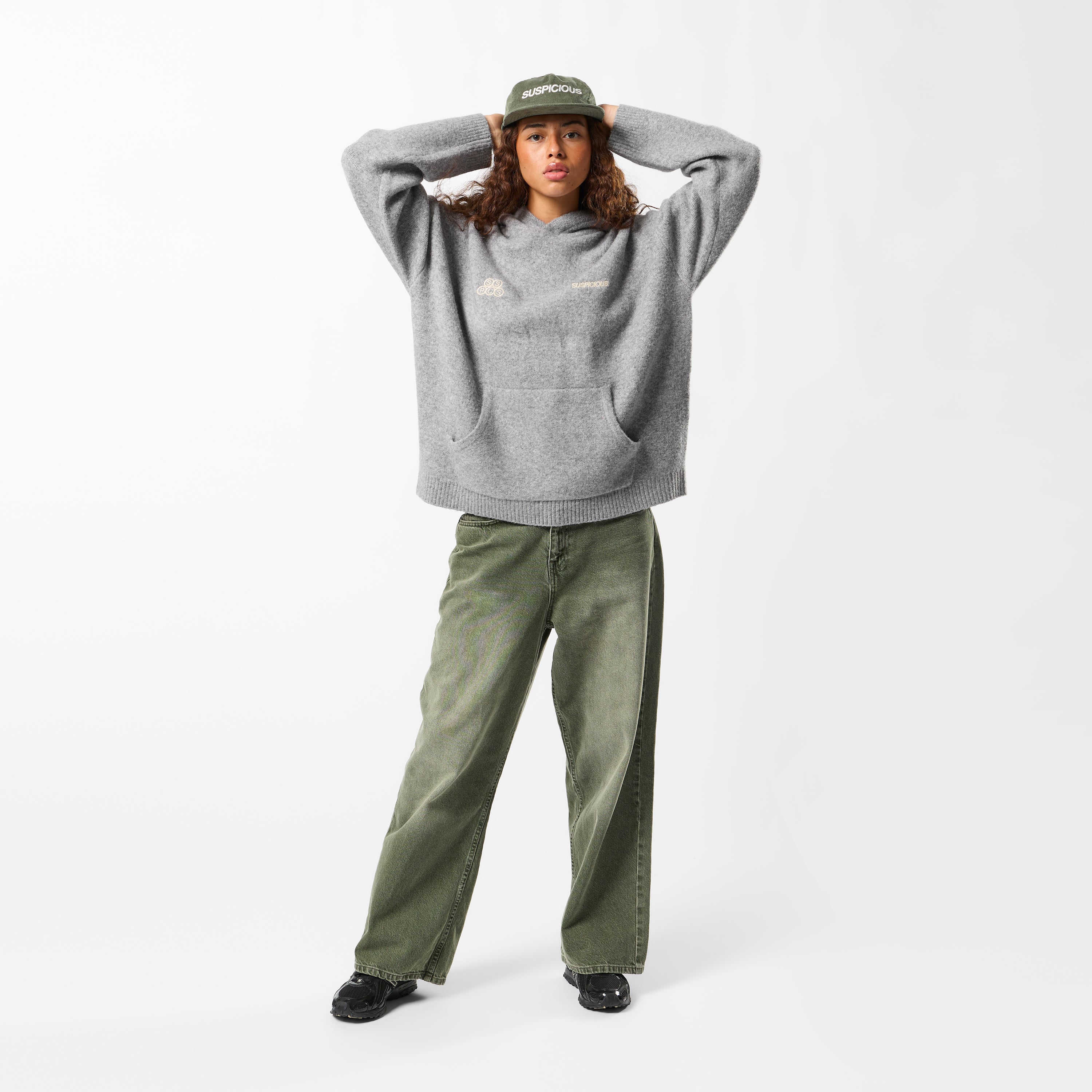 Winter1 / Landscape Knitted Hoodie - Heather Grey
