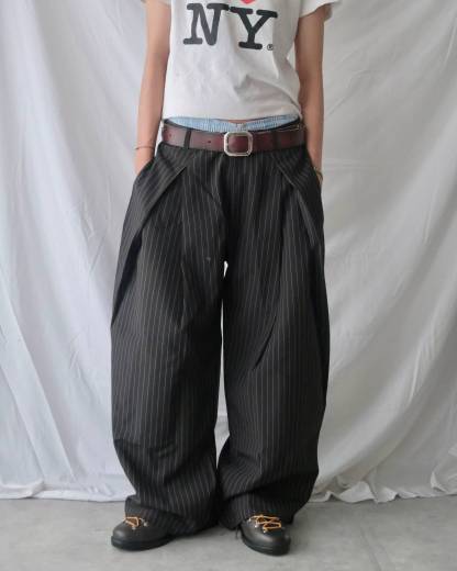 STRIPED DOUBLE PLEATED TROUSERS