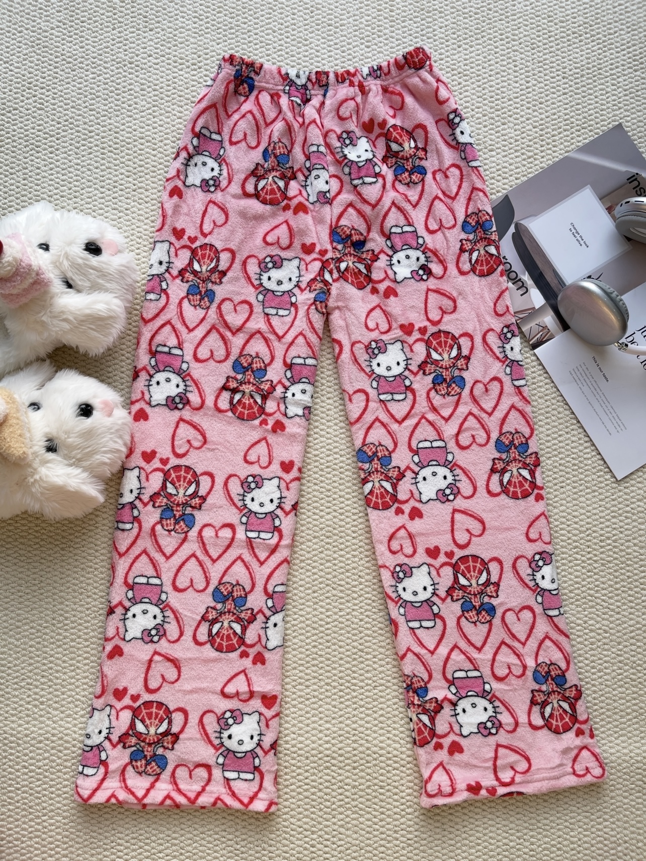 Hello Kitty & Spider-Man Fuzzy Pajama Pants