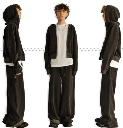 LAZY PLAID ZIP UP HOODIE