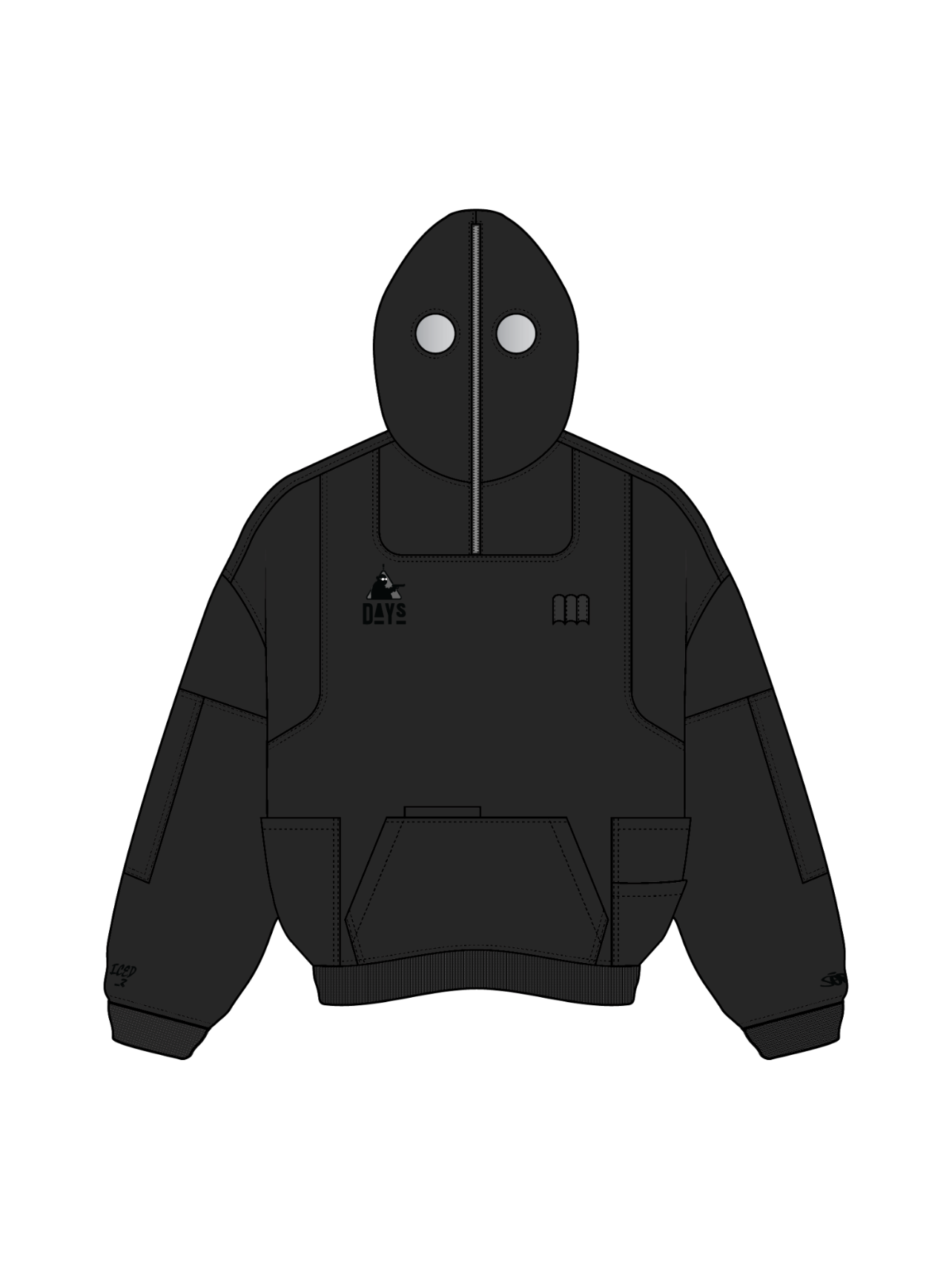 "DAYS" Hoodie Black-OSI