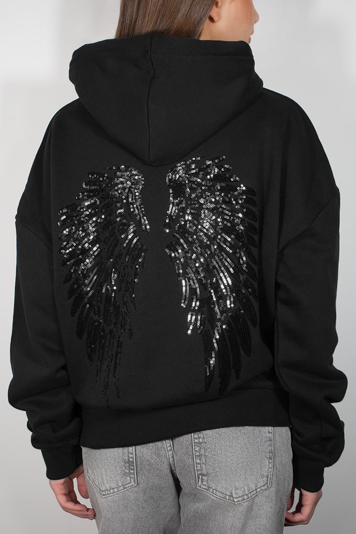 Angel Wing Sequin Hoodie-OSI