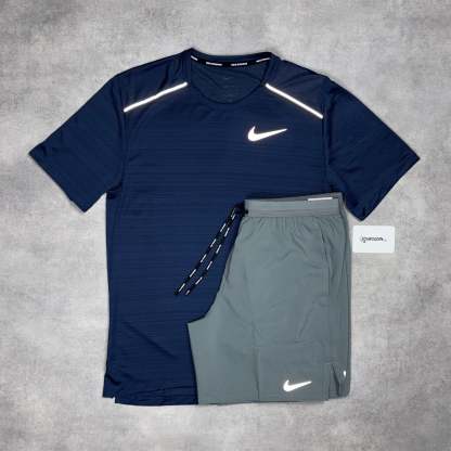 Miler T-Shirt Midnight Navy & Grey/Black 7” Challenger/Flex Short Set-OSI