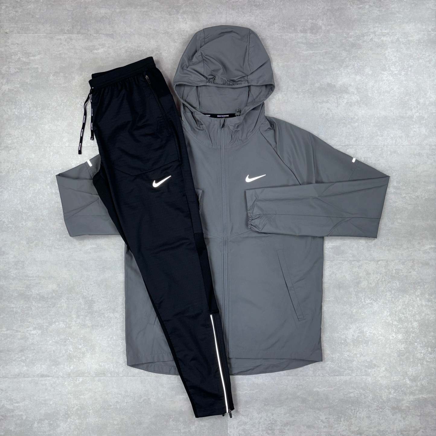 Grey Miler Repel Windbreaker & Black Phenom Pants Set-OSI