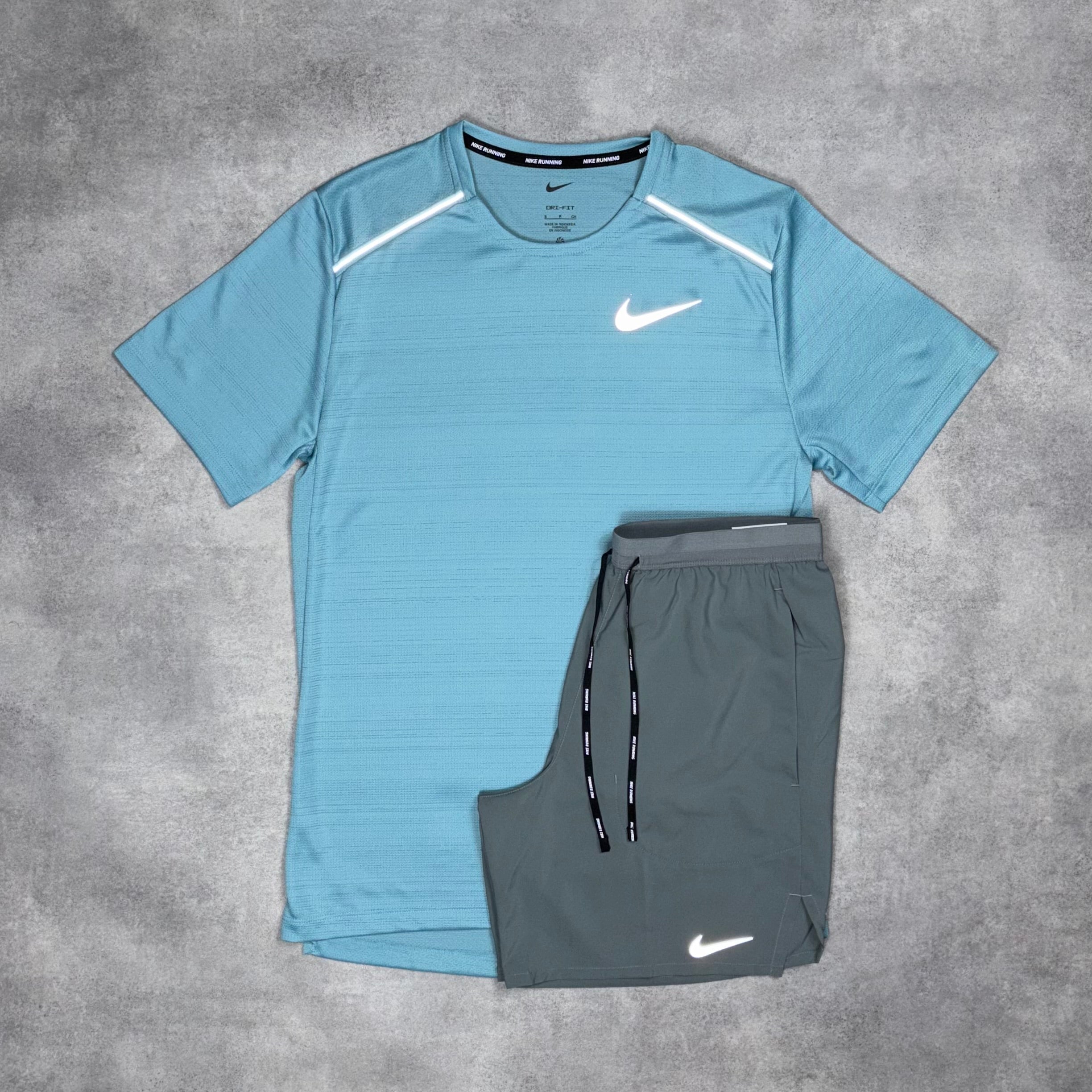 Miler T-Shirt Denim Turquoise& Black/Grey 7" Flex Stride Short Set-OSI