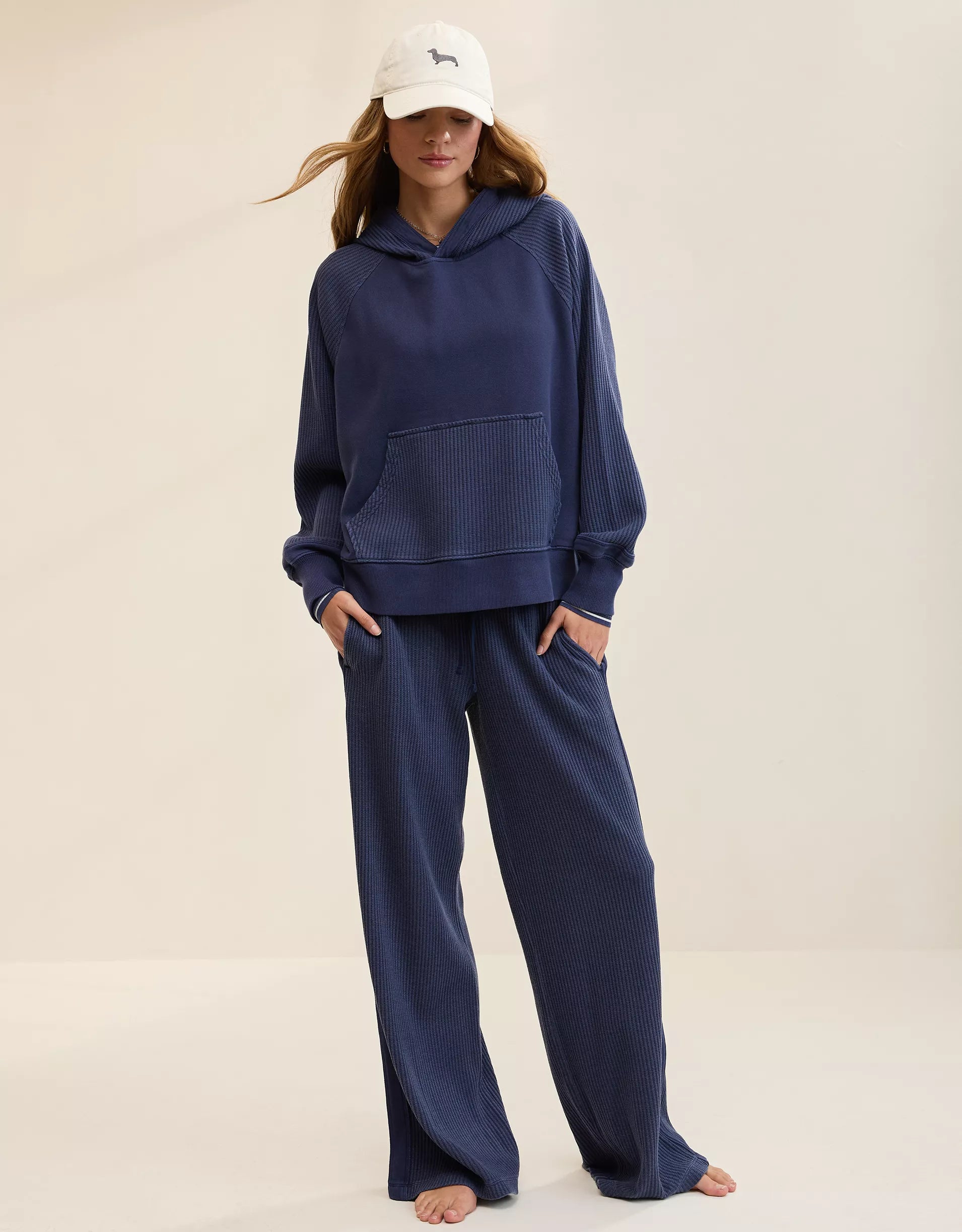 Essential Waffle Hoodie & Trouser Set-OSI