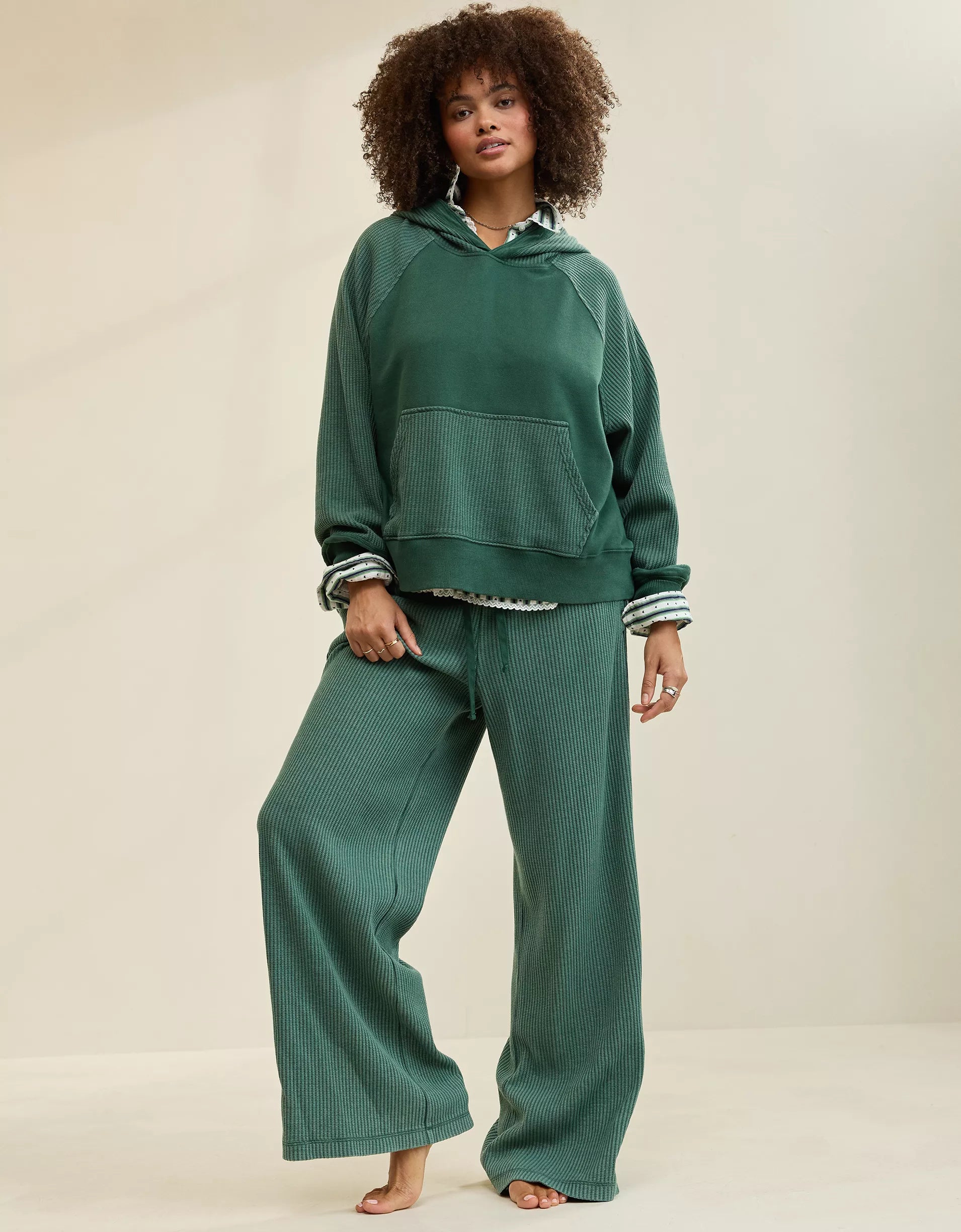 Essential Waffle Hoodie & Trouser Set-OSI