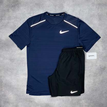 Miler T-Shirt Midnight Navy & Grey/Black 7” Challenger/Flex Short Set-OSI