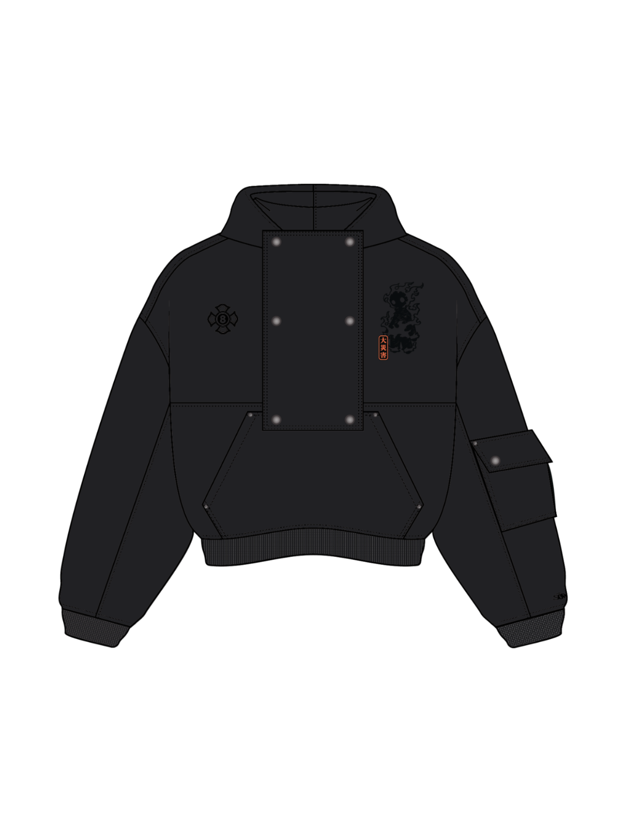 "Flame" Hoodie Black-OSI