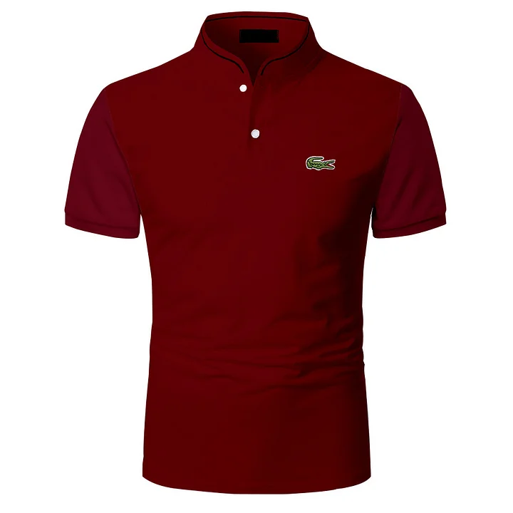 Men's Solid Color Short Sleeve Polo Shirt-OSI