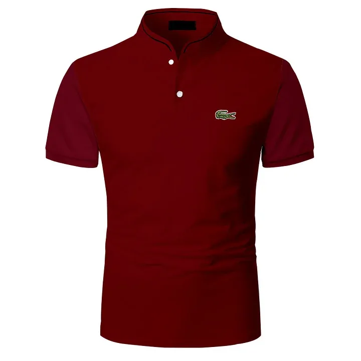 Men's Solid Color Short Sleeve Polo Shirt-OSI