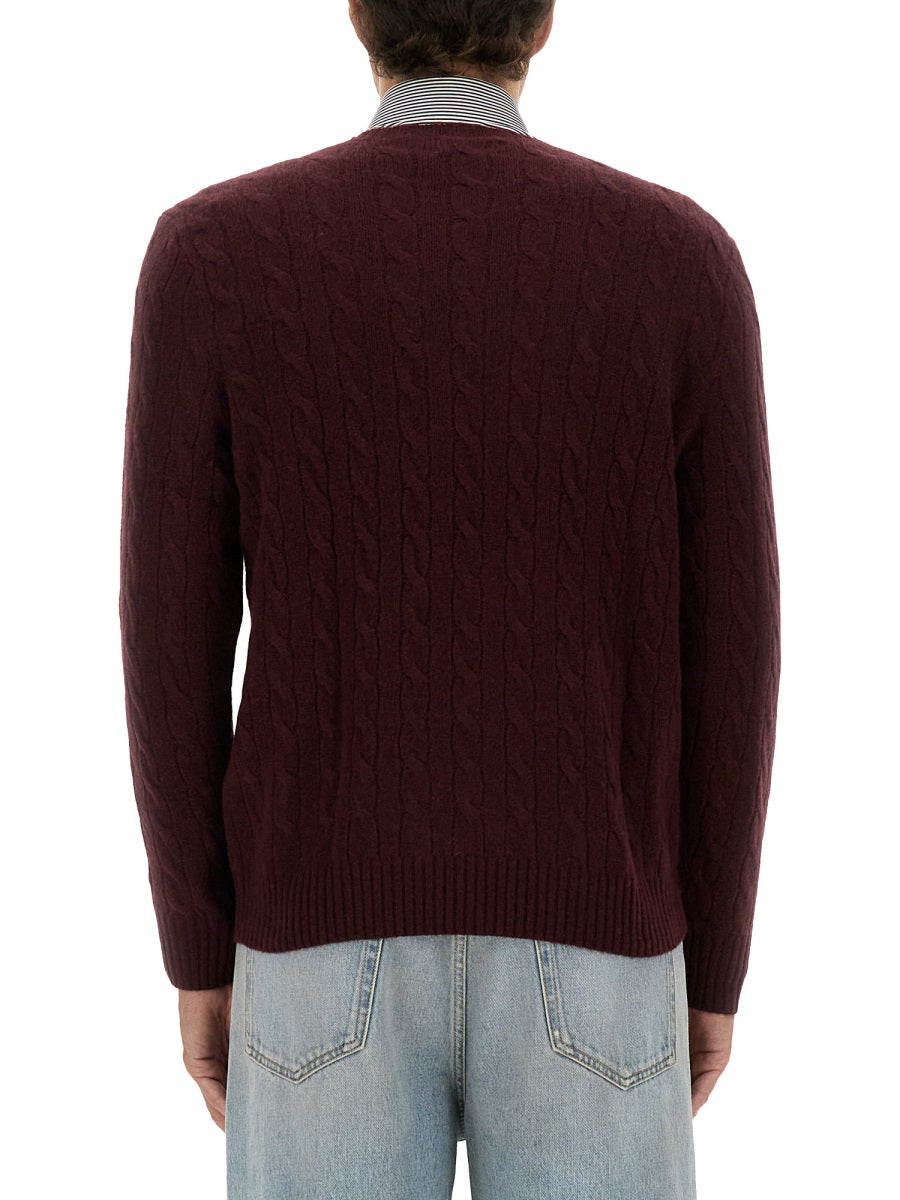 POLO  Men's Wool and Cashmere Cable Knit Sweater-OSI