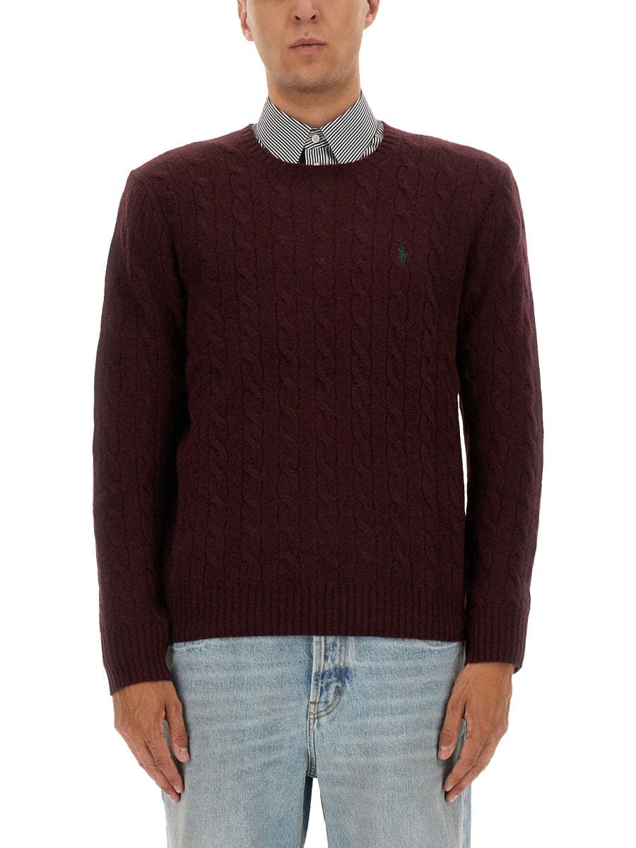 POLO  Men's Wool and Cashmere Cable Knit Sweater-OSI
