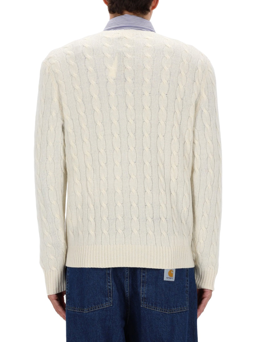 POLO  Men's Wool and Cashmere Cable Knit Sweater-OSI