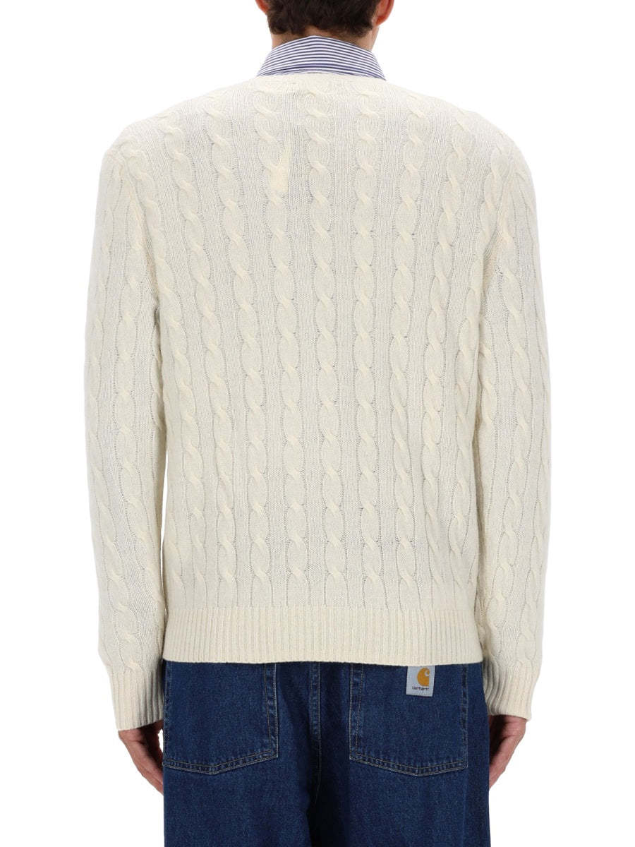 POLO  Men's Wool and Cashmere Cable Knit Sweater-OSI