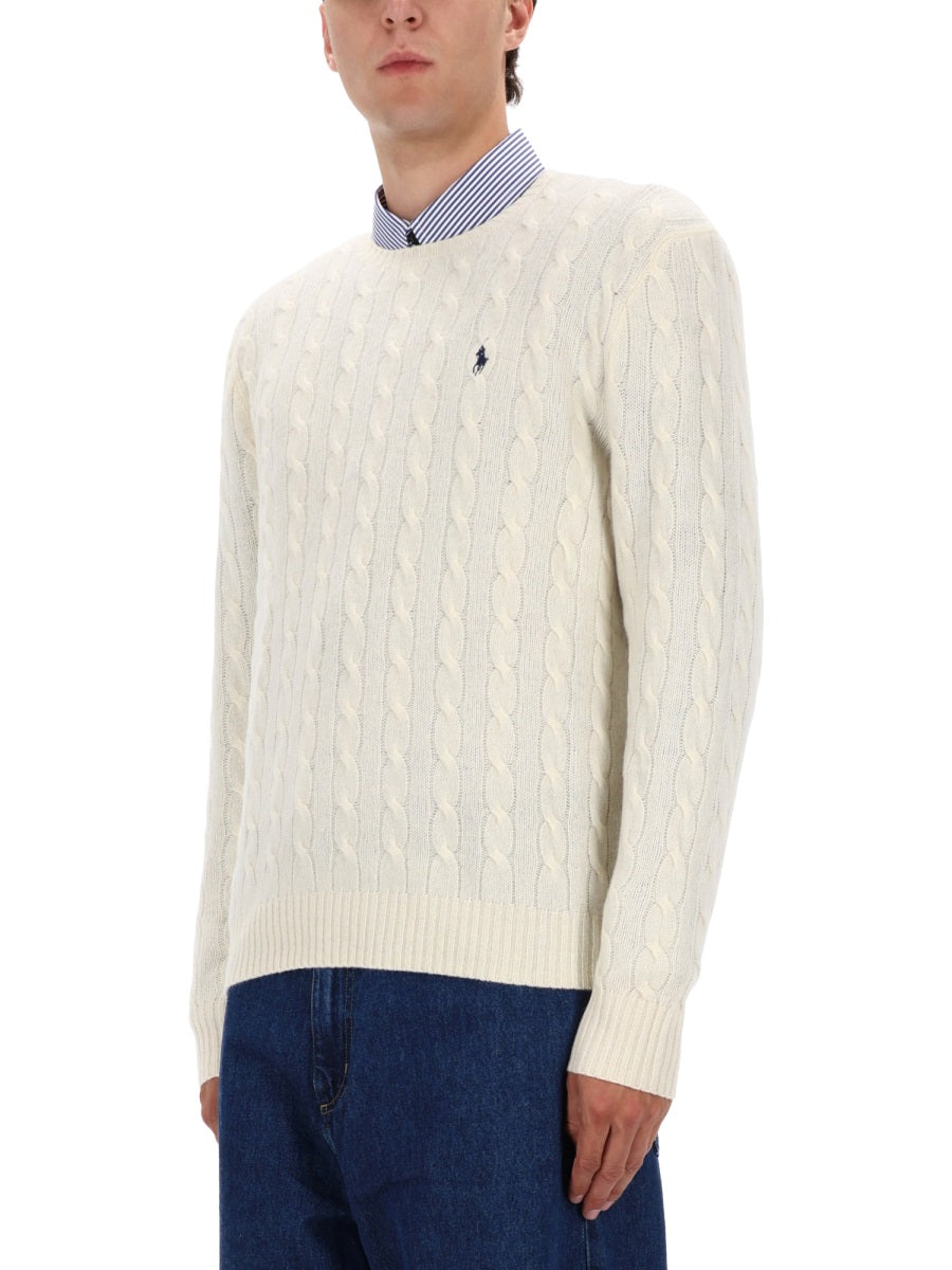 POLO  Men's Wool and Cashmere Cable Knit Sweater-OSI