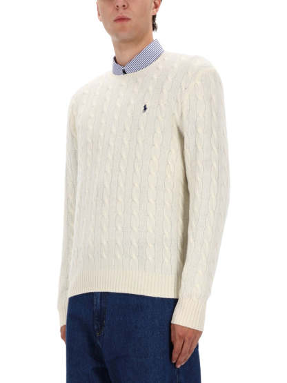 POLO  Men's Wool and Cashmere Cable Knit Sweater-OSI