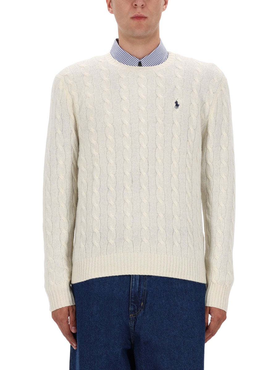 POLO  Men's Wool and Cashmere Cable Knit Sweater-OSI