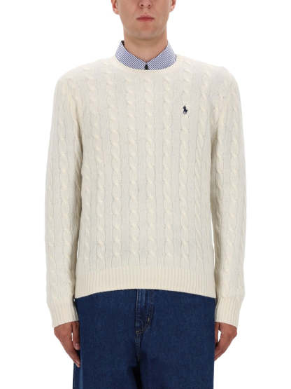 POLO  Men's Wool and Cashmere Cable Knit Sweater-OSI