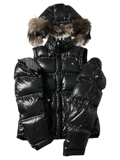 Genuine leather down jacket + (scarf)