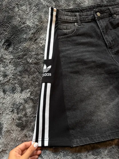 Custom Black/Grey Denim Shorts – One of a Kind – Size M/L