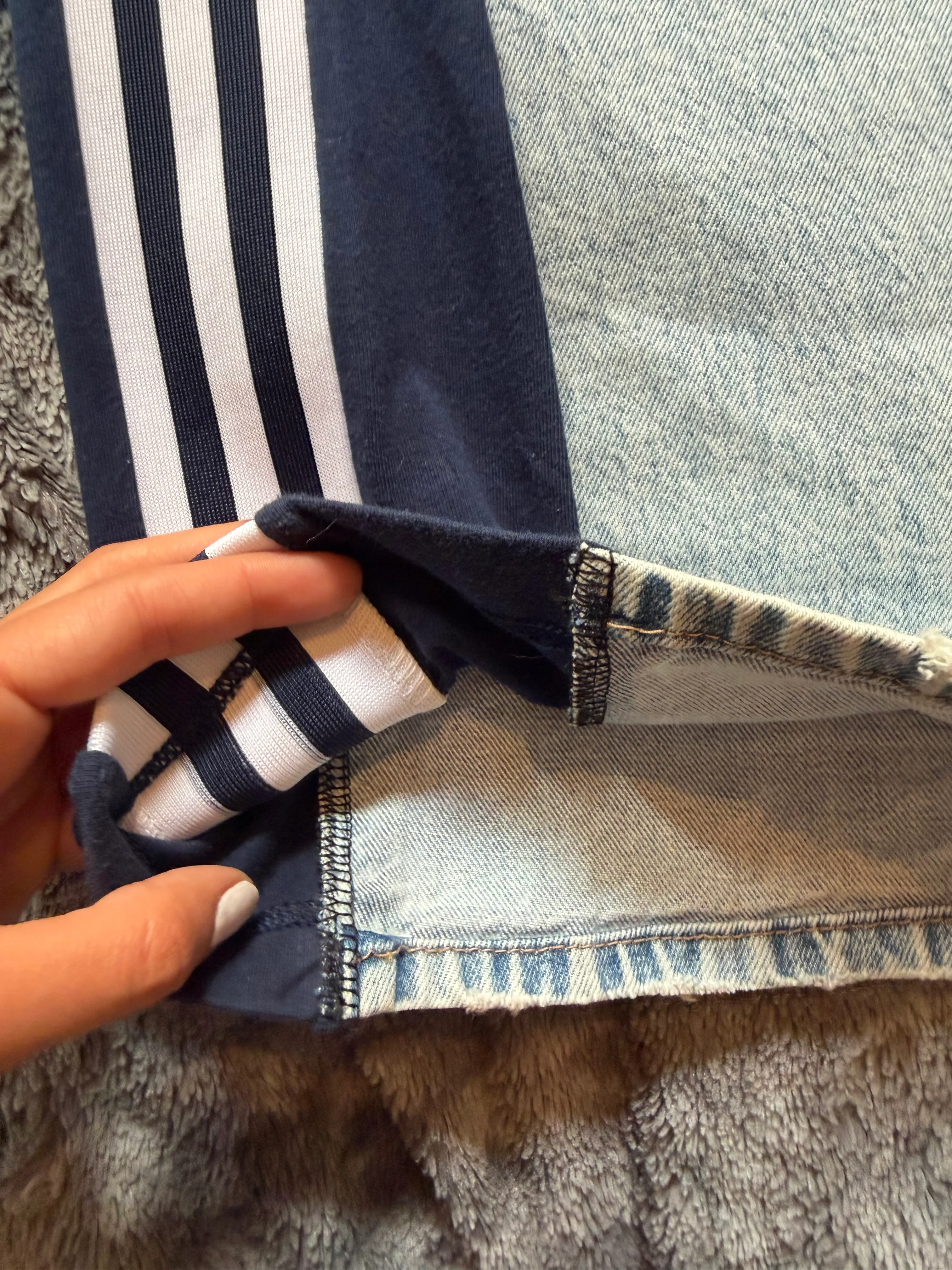 Custom Flared Jeans with Navy Bell Bottoms – One of a Kind – Size M