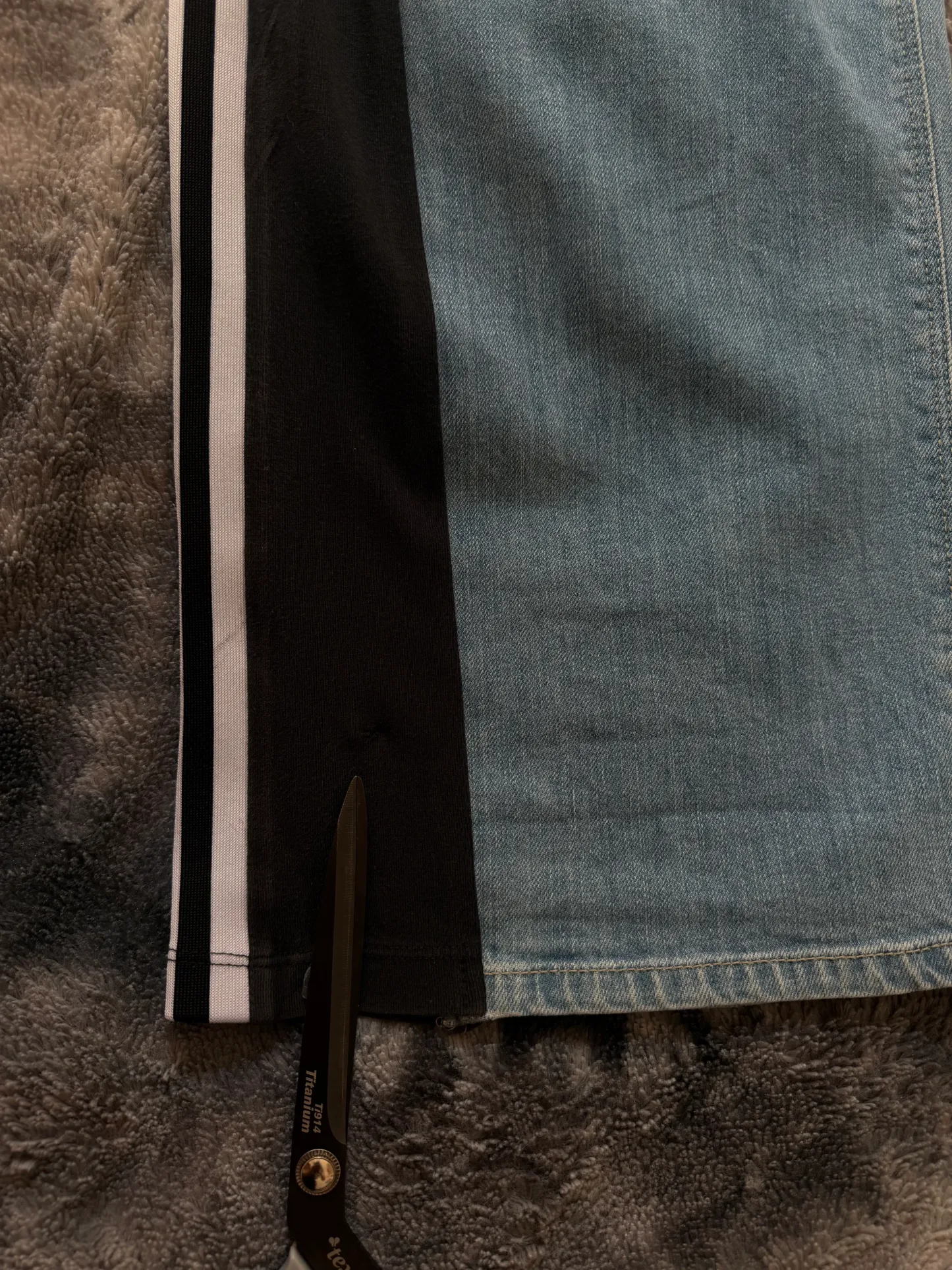 Custom Flared Jeans with Three Stripes – One of a Kind – Size M/L