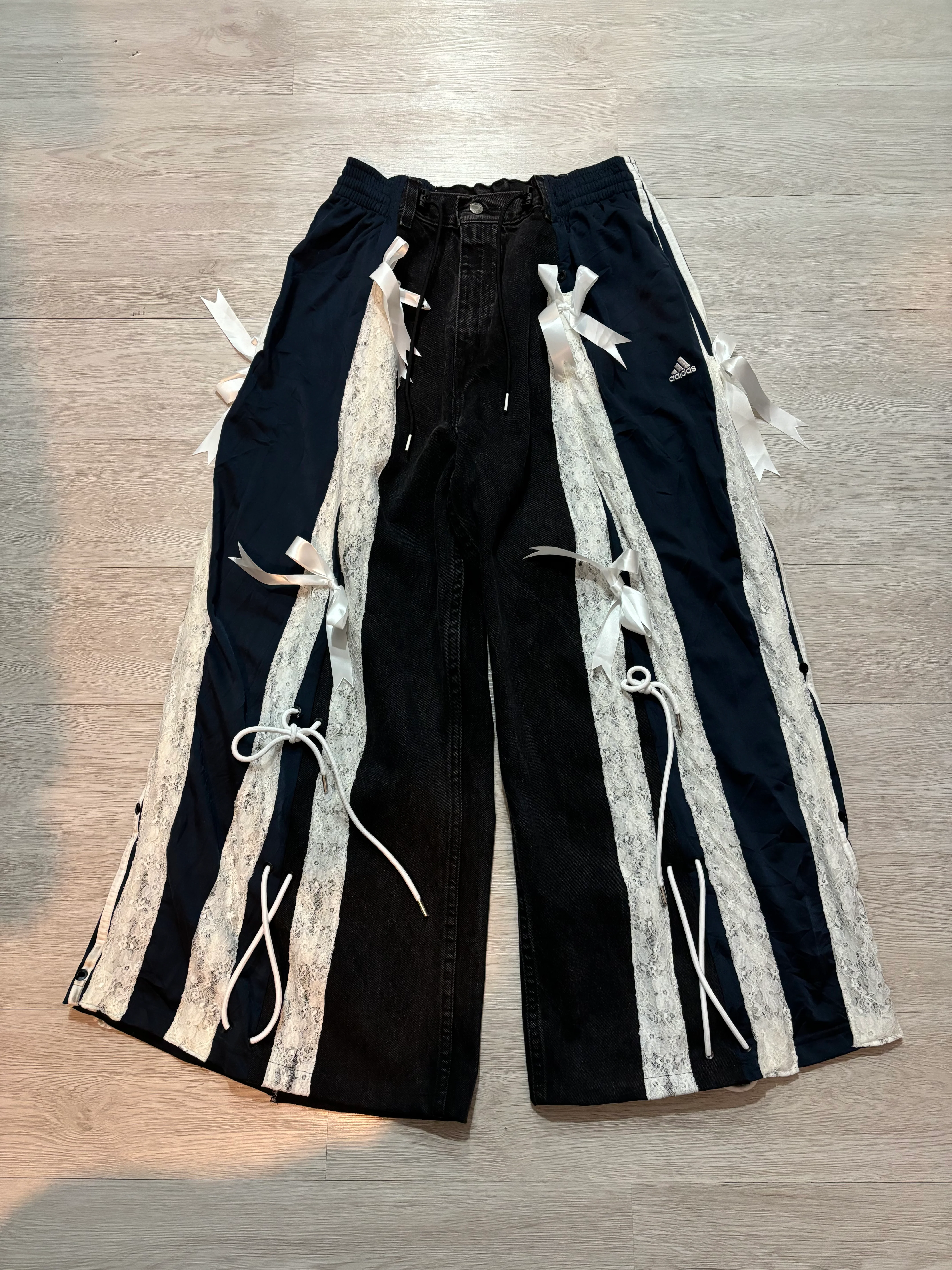 Adidas Remake Ribbon Pants (黑拼深藍)