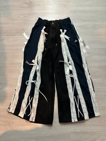 Adidas Remake Ribbon Pants (黑拼深藍)
