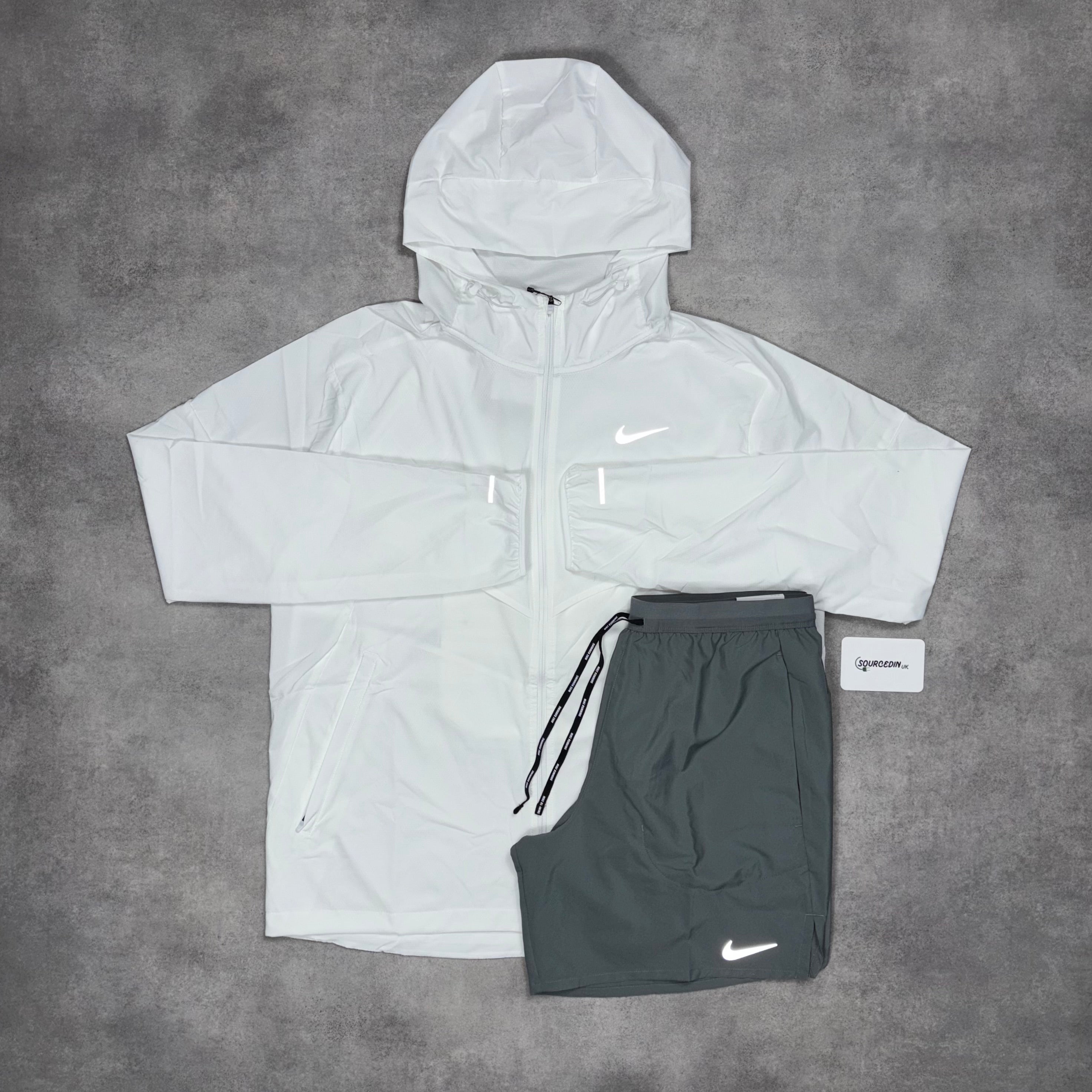 Uv Windrunner Jacket Ice White & Black/Grey 7” Flex Stride Short Set-OSI