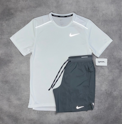 Miler T-Shirt Ice White & Black/Grey 7" Flex Stride Short Set-OSI