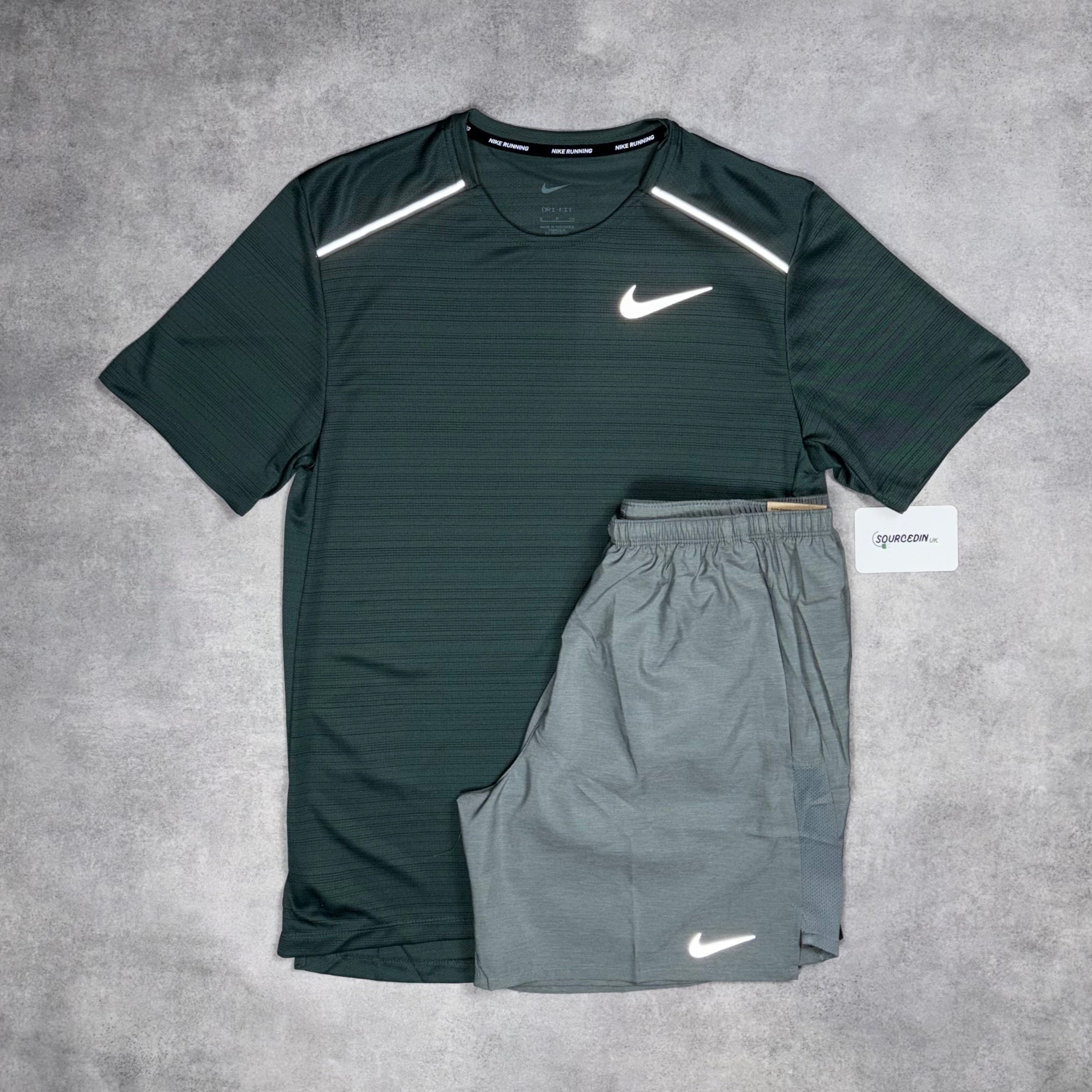 Miler T-Shirt Vintage Green & Grey/Black 7" Flex/Challenger Short Set-OSI