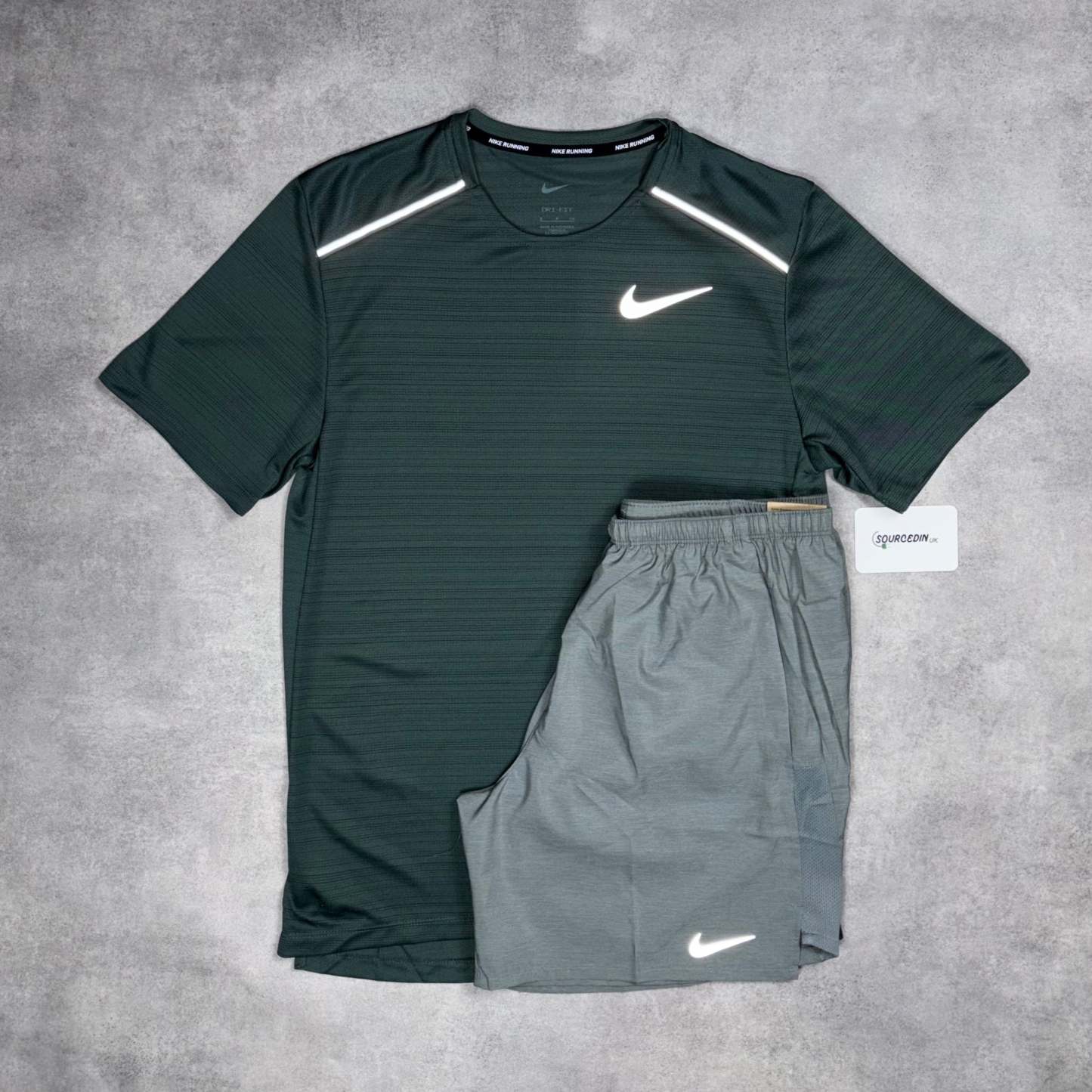 Miler T-Shirt Vintage Green & Grey/Black 7" Flex/Challenger Short Set-OSI