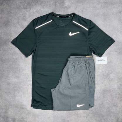 Miler T-Shirt Vintage Green & Grey/Black 7" Flex/Challenger Short Set-OSI