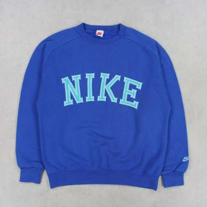 VERY RARE 1990s  Spell Out Sweatshirt Blue-OSI
