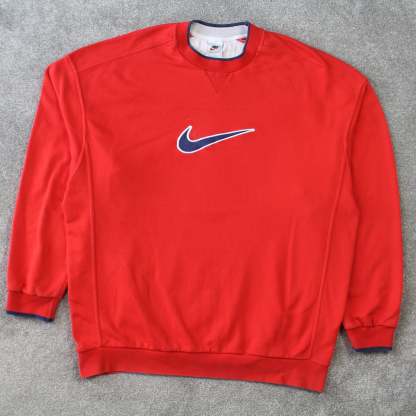 RARE 1990s  Swoosh Sweatshirt Red-OSI