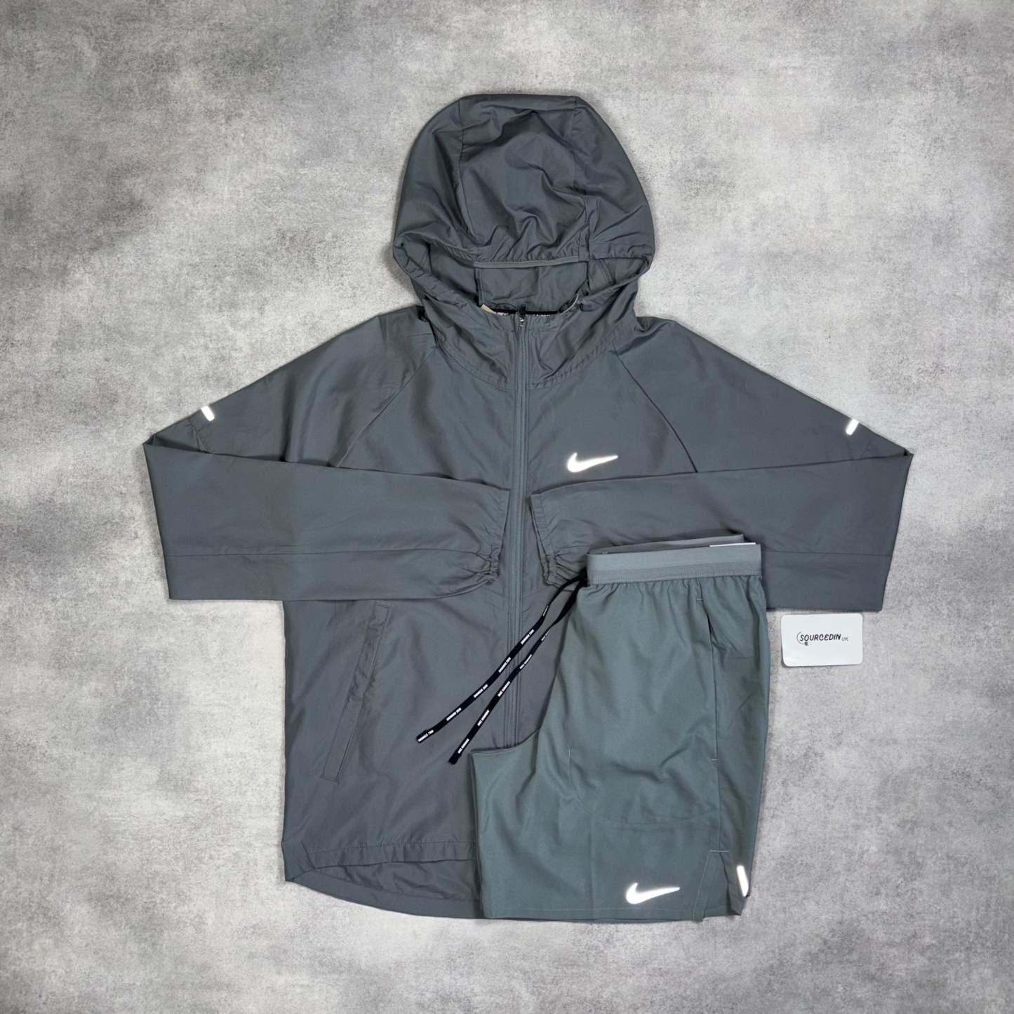 Repel Miler Windrunner Jacket & 7” Flex Stride Short Set Grey-OSI