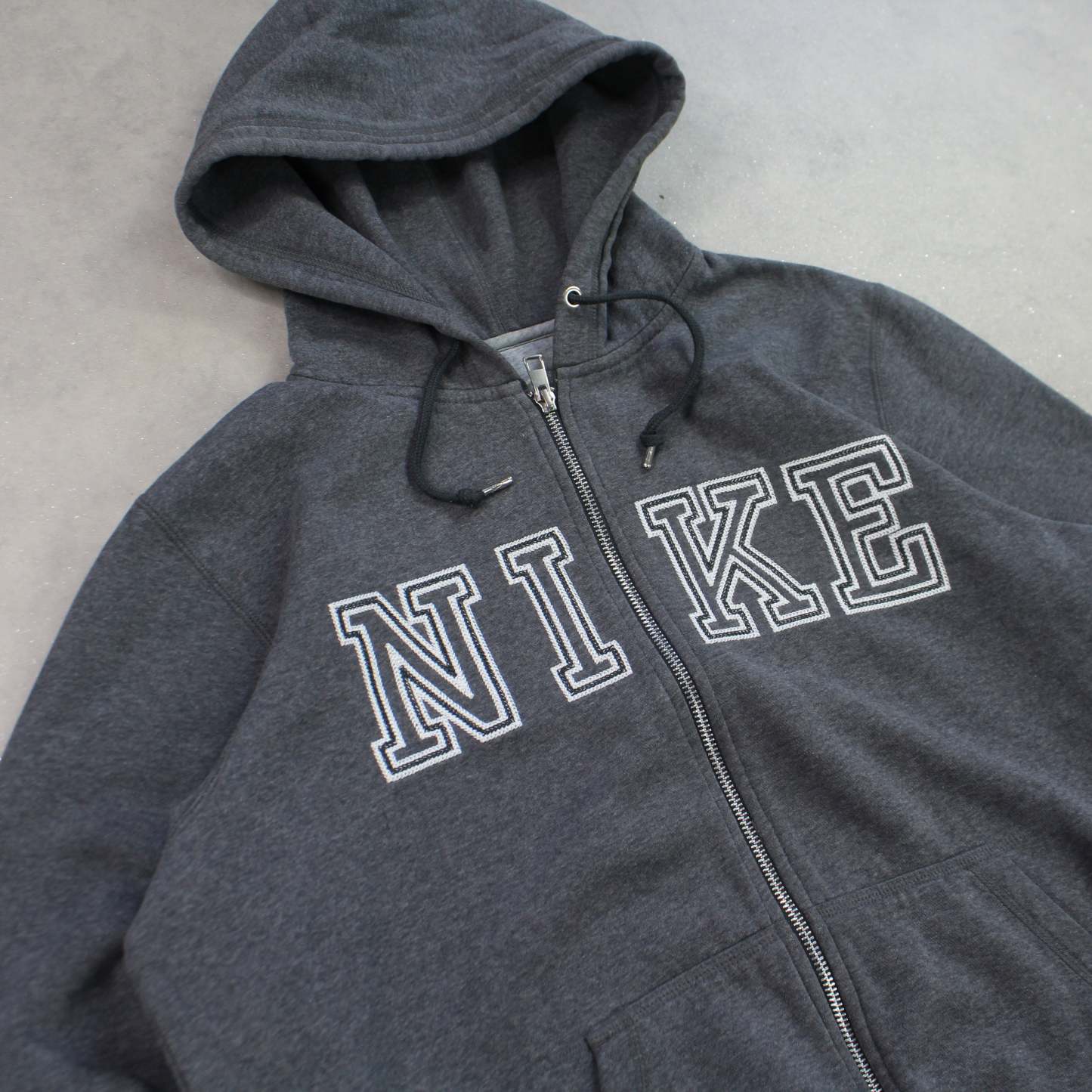 RARE 2000s  Zip Up Hoodie Grey-OSI