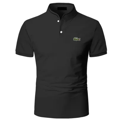 Men's Solid Color Short Sleeve Polo Shirt-OSI