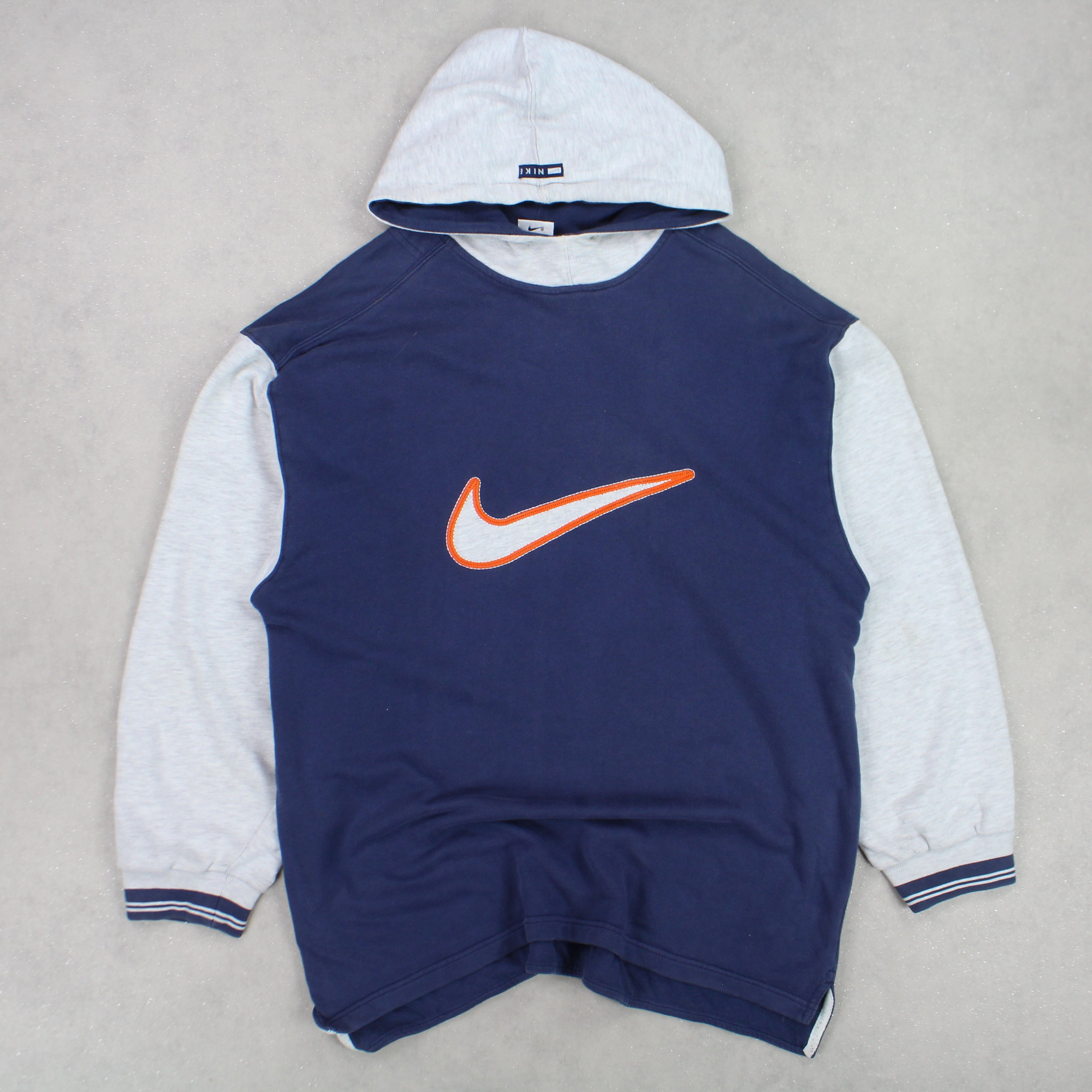 RARE 1990s  Swoosh Hoodie Navy-OSI