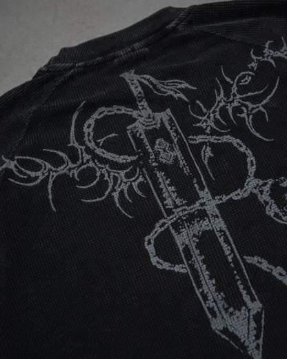 BLACK SWORDSMAN WAFFLE LONG SLEEVE-OSI