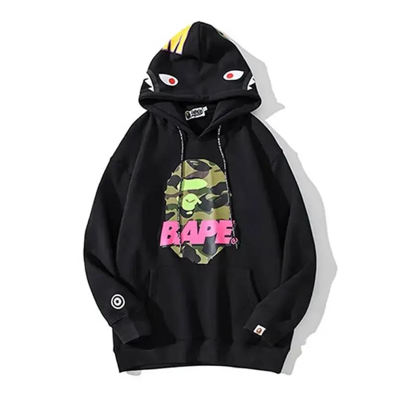 Camouflage Ape Head Letter  Shark Hoodie-OSI