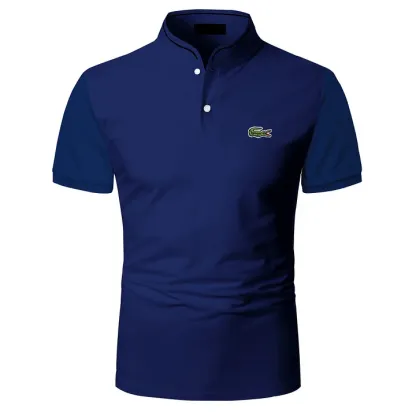 Men's Solid Color Short Sleeve Polo Shirt-OSI