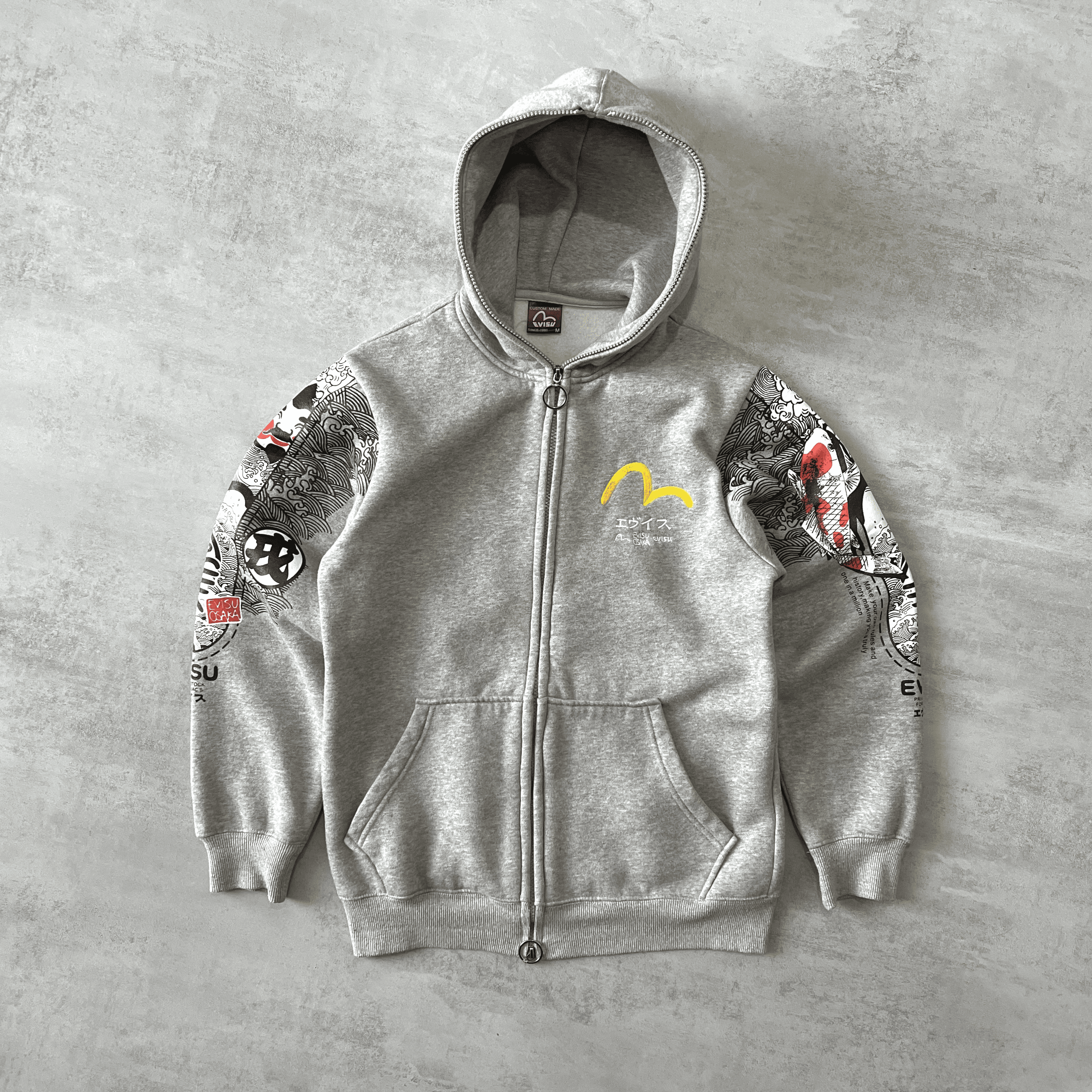 RARE 1990s zip heavyweight emboredired hoodie-OSI